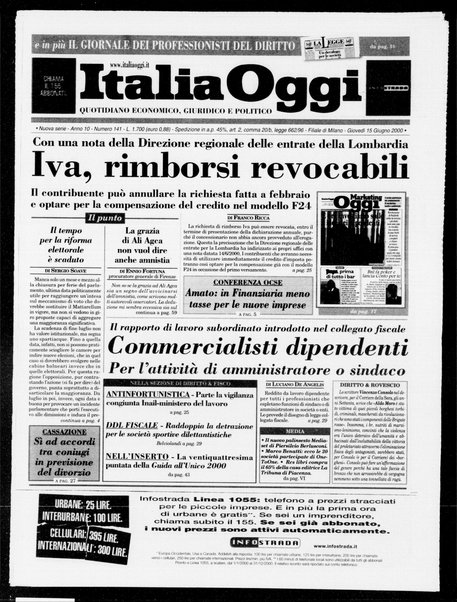 Italia oggi : quotidiano di economia finanza e politica